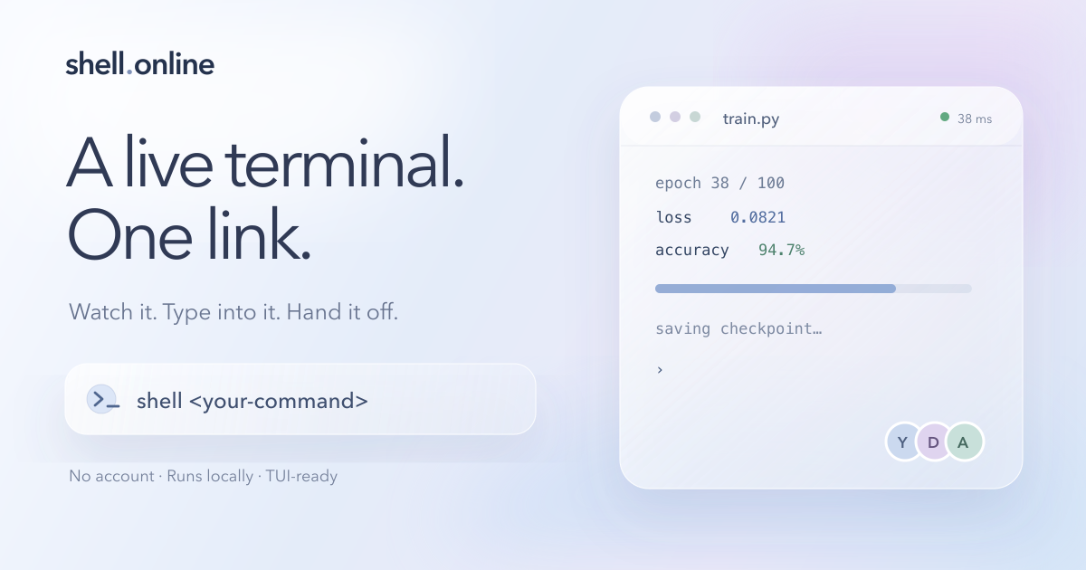 Shell.Online: live browser link for any terminal process